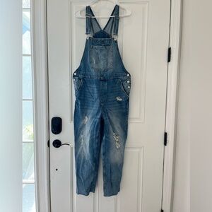 H&M Divided distressed straight leg Jean overalls size 10